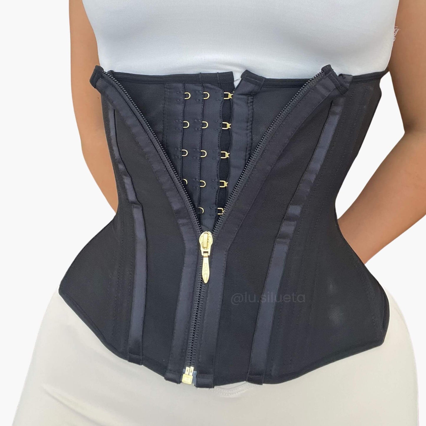 Cinturilla moldeadora 13 varillas cremallera dorada diseño premium Lusilueta