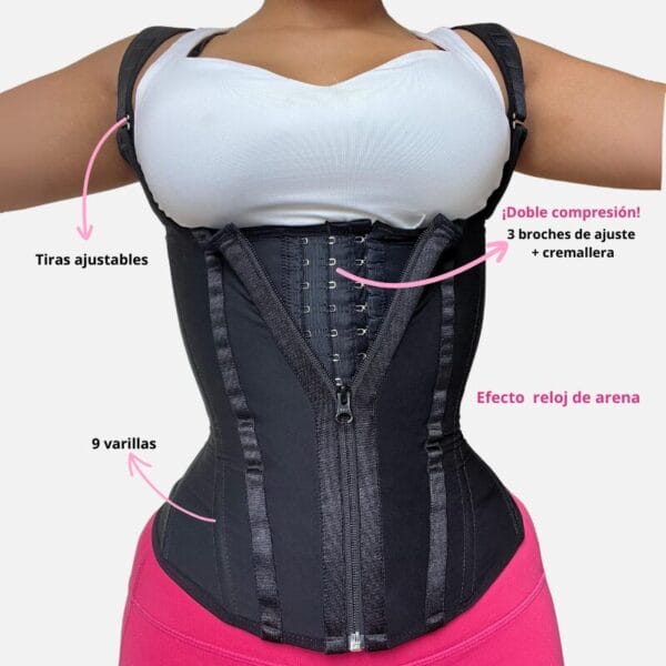 Chaleco Silueta Extrema, Doble Compresión 3 Broches de Ajuste y Cremallera. - Imagen 3