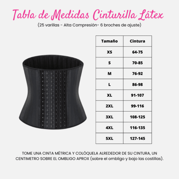 Cinturilla Látex 25 Varillas, 6 Broches de Ajuste - Imagen 4